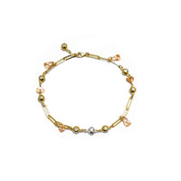 Zirconia Charms Paper Clip Link Anklet (14K)