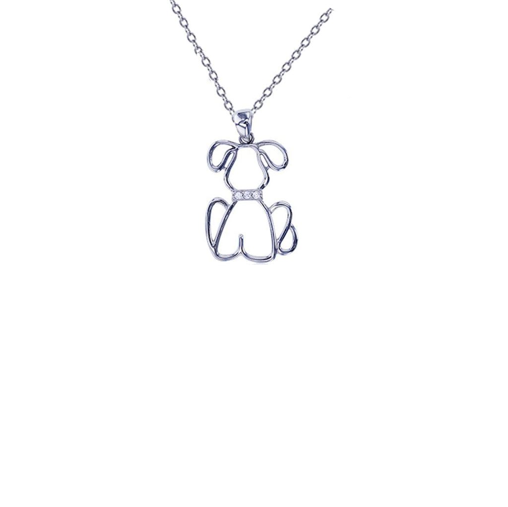 Dog Outline Necklace (Silver) – Popular J