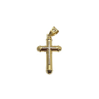 Puffy Inlaid Two-Tone Cross Pendant (14K)