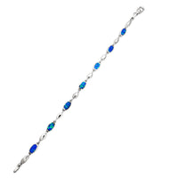 Oval Blue Opal Bracelet (Silver)