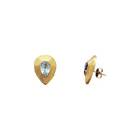 Pear-Shaped Blue Topaz Stud Earrings (14K)