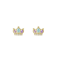 Outline Crown CZ Earrings (14K)