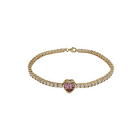 Heart with Round Tennis Zirconia Bracelet (14K).