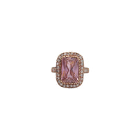 Pink Rectangle Cz Lady Ring (Silver).