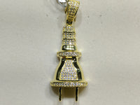 Iced-Out Plug Pendant Silver - Popular Jewelry