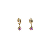 Flower CZ Dangling Earrings (14K)