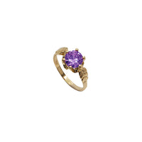 Cubic Zirconia Leaf Band Ring (14K)
