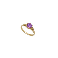 6-Prong Leafy Accent Zirconia Birthstone Baby Ring (14K)