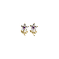 Purple Flower Stud Earrings (14K)