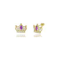 Outline Crown CZ Earrings (14K)