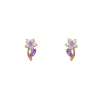 Pink Flower Stud Earrings (14K)