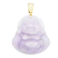 Purple Jade Laughing Buddha Pendant (14K)