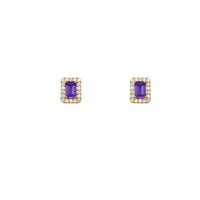 Rectangle Around CZ Stud Earrings (14K)