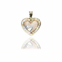 "LOVE" Tri-Color Heart CZ Pendant (14K)