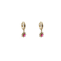 Flower CZ Dangling Earrings (14K)