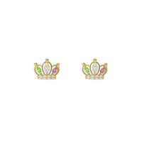 Outline Crown CZ Earrings (14K)