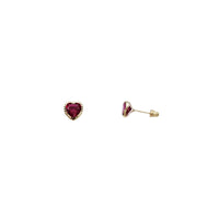 Zirconia Heart Stud Earrings (14K)