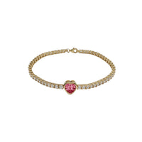 Heart with Round Tennis Zirconia Bracelet (14K).
