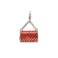 Enameled 3D-Purse with Lobster Clasp Charm Pendant (Silver)