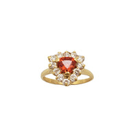 Red Cz Triangle Lady Ring (14K).