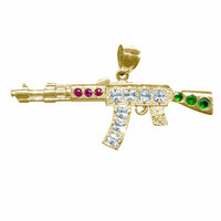 AK47 Rifle Multicolor Pendant 14K
