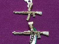 AK47 Tricolor CZ Pendant 14K - Lucky Diamond 恆福珠寶金行 New York City 169 Canal Street 10013 Jewelry store Playboi Charlie Chinatown @luckydiamondny 2124311180