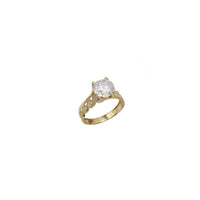 Gemmed Pebble Ridge Accent Zirconia Engagement Ring (10K)