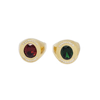 Cubic Zirconia Oval Men Ring (14K)