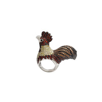 Multi-Color Rooster Ring (Silver)
