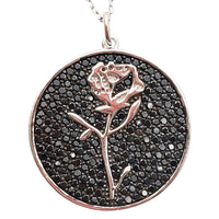 Black Stone Rosa Necklace (Silver)