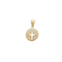 Iced-Out Round Cross Pendant (14K)