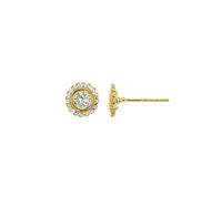 Round Cz Bezel Stud Earrings (14K)