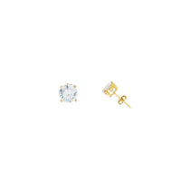 Zirconia Round Solitaire Stud Earrings (Silver)