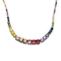 Round Shape Multi-color Tennis Chain (Silver)