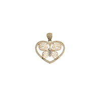 Tricolor Butterfly CZ Heart Pendant (14K)