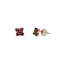 Ruby Flower Stud Earrings (14K)