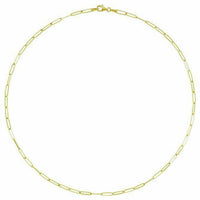 Slim Flat Elongated Paperclip Link Chain (14K)