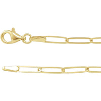 Slim Flat Elongated Paperclip Link Chain (14K)