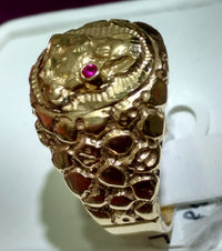 Saint Barbara Nugget Men's Ring 14K - Lucky Diamond 恆福珠寶金行 New York City 169 Canal Street 10013 Jewelry store Playboi Charlie Chinatown @luckydiamondny 2124311180