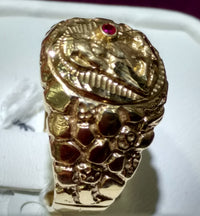 Saint Barbara Nugget Men's Ring 14K - Lucky Diamond 恆福珠寶金行 New York City 169 Canal Street 10013 Jewelry store Playboi Charlie Chinatown @luckydiamondny 2124311180