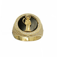 Zirconia & Black Onyx Santa Muerte / Grim Reaper Ring (18K)