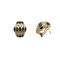 Sapphire With Diamond Omega Back Earrings (14K)