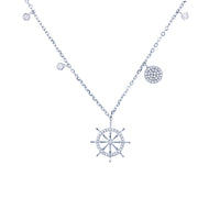 Ship Wheel Necklace (Silver)