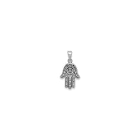 Antiqued Hamsa Pendant (Silver) front - Popular Jewelry - New York