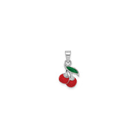 Cherry Duo Enamel Pendant (Silver) front - Popular Jewelry - New York