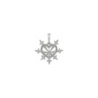 Diamond Our Lady of Sorrows Heart Pendant (white 14K) front - Popular Jewelry - New York
