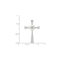 Diamond and Pearls Flower Cross Pendant (Silver) scale - Popular Jewelry - New York