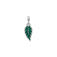 Green Leaf Enamel Charm (Silver) front - Popular Jewelry - New York