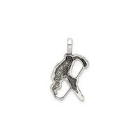 Hockey Player Antiqued Pendant (Silver) back - Popular Jewelry - New York
