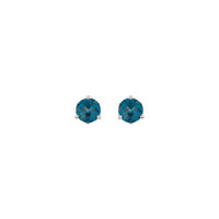 London Blue Topaz Stud Earrings white (14K) front - Popular Jewelry - New York